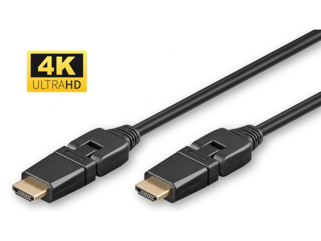 MicroConnect HDMI High Speed cable, 1,5m  1,5meter 360ø rotatable plugs