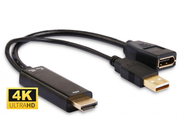MicroConnect Adapter HDMI - Displayport M-F  Active, with USB Power