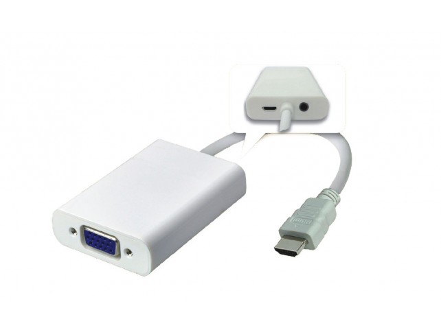 MicroConnect Adapter HDMI - VGA M/F, White  Support Audio, 1920*1080p@60Hz