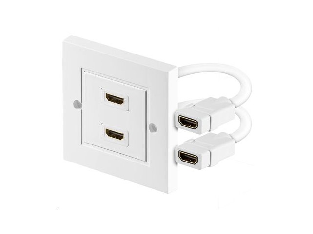 MicroConnect HDMI Wall socket 2 port white  3D,  HDCP, High speed.