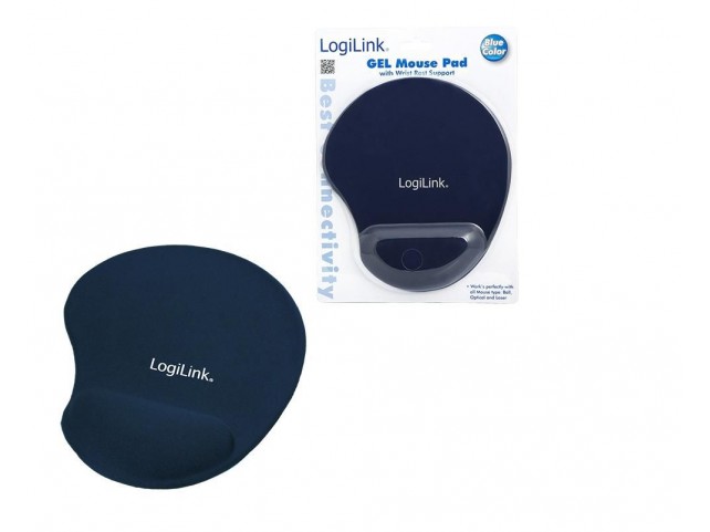 LogiLink Mousepad with GEL wrist rest  3mm natural rubber, blue
