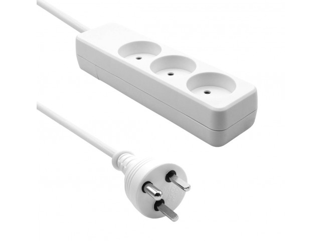 ProXtend Danish Power Strip 3-way 10M  White