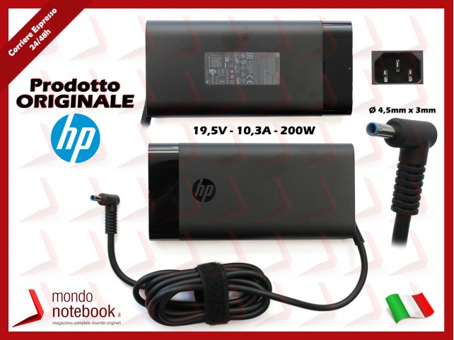 Alimentatore Originale HP EliteBook 200W (4,5mm x 3mm) Punta Blu