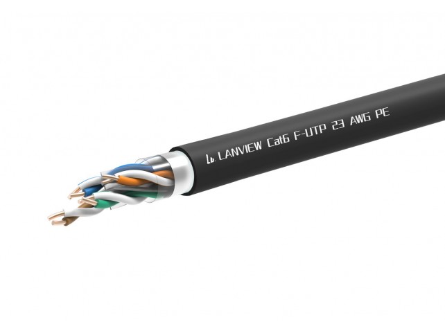 Lanview Cat6 F-UTP Network Cable  4x2xAWG23 PE black 305m