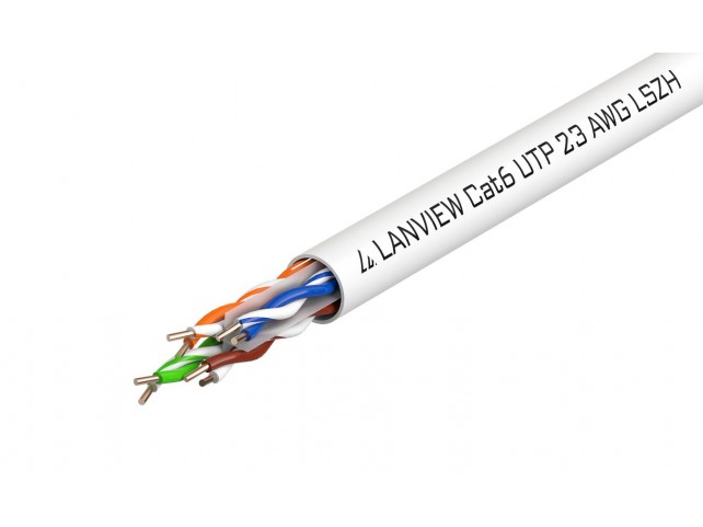 Lanview Cat6 U-UTP Network Cable  4x2xAWG23 LSZH white 305m