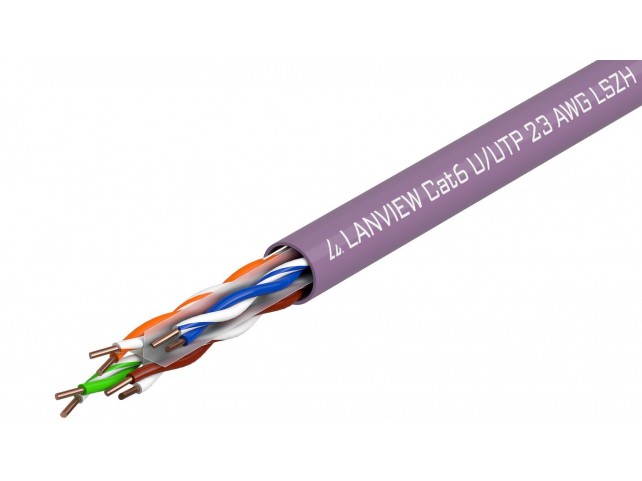 Lanview Cat6 U-UTP Network Cable  4x2xAWG24 LSZH Purple 305m