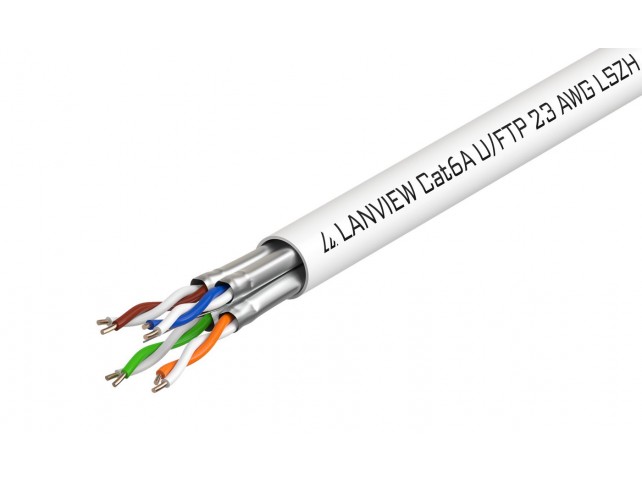 Lanview Cat6a U-FTP Network Cable  4x2xAWG23 LSZH white 500m