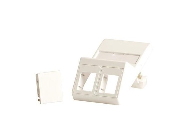 Lanview Wall plate, angled, for 2 x  keystone. Fits 50x75 mm LK