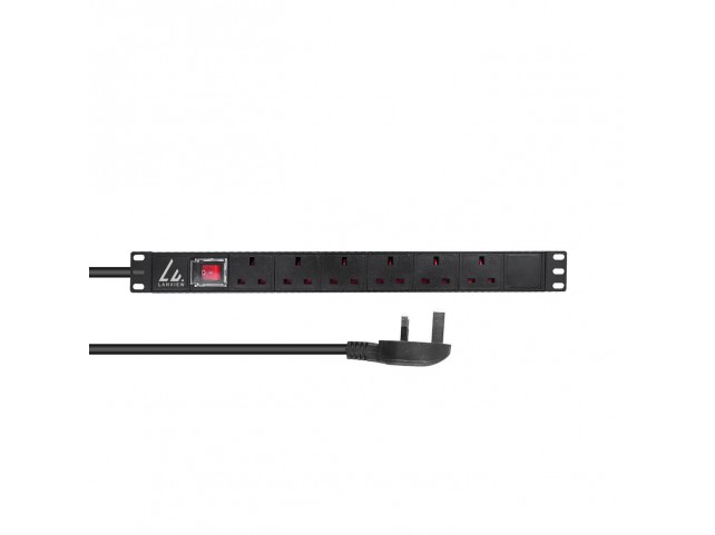 Lanview UK Rack mount power strip  19", 1,4U, 13A with 6 x UK