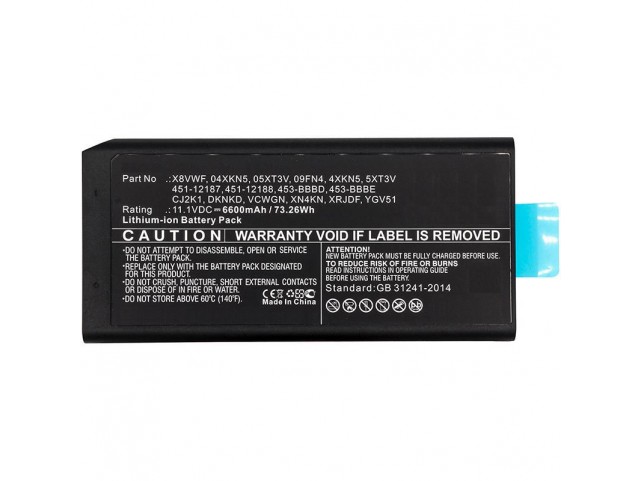 Laptop Battery for Dell  73WH Li-ion 11.1V 6.6Ah