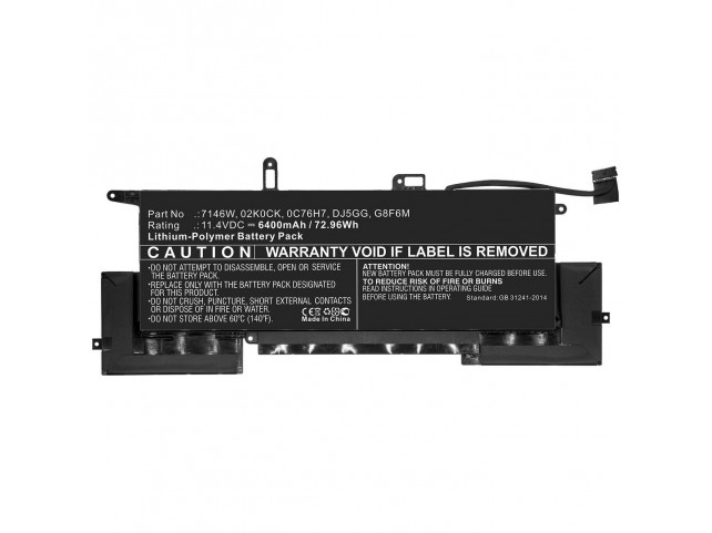 CoreParts Laptop Battery for Dell  72.96Wh Li-Pol 11.4V 6400mAh