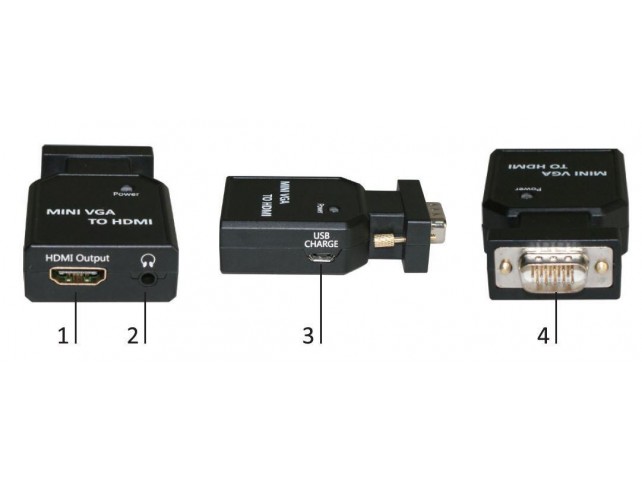 MicroConnect Mini VGA to HDMI Converter  Mini VGA housing