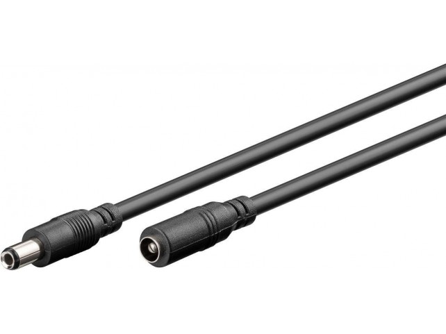 MicroConnect DC Cable 5.50 X 2.50 mm, 10M  DC male - DC female, Black