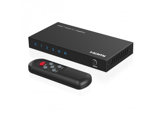 MicroConnect 4K@60Hz HDMI Switch 3x1, HDCP  2.2, w/ Remote control