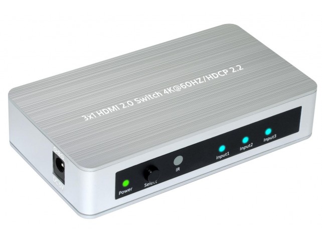 MicroConnect HDMI 2.0 Switch 3 to 1 way  Supporting 4K 60Hz / HDCP2.2.