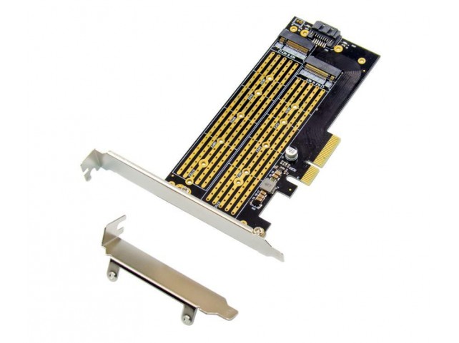 MicroConnect PCIe x4 M.2 Key NMVe SSD Adapt  NGFF M Key B, Dual Interface