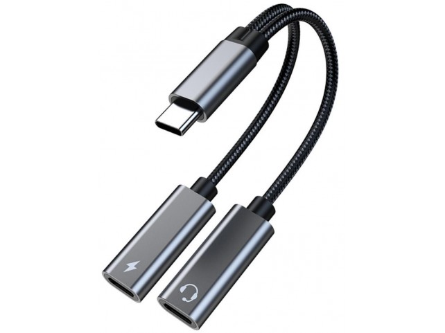 MicroConnect USB-C to USB-C PD and USB-C  Female Adapter, Silver 13cm