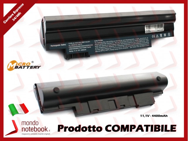 Batteria Compatibile per ACER AL10B31 Aspire One D255 D260 D270 (NERA)