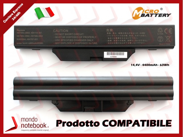 Batteria Compatibile per HP 6830s 8 Celle Li-Ion 14.4V 4.4Ah 63wh