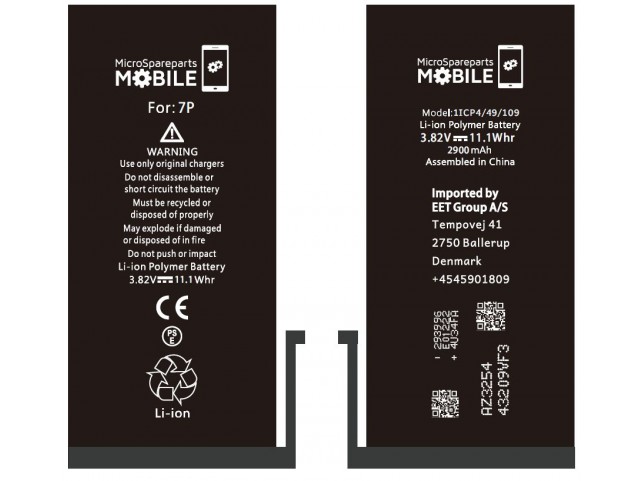 CoreParts Battery for iPhone 7 Plus  11.02Wh Li-ion 3.8V 2900mAh