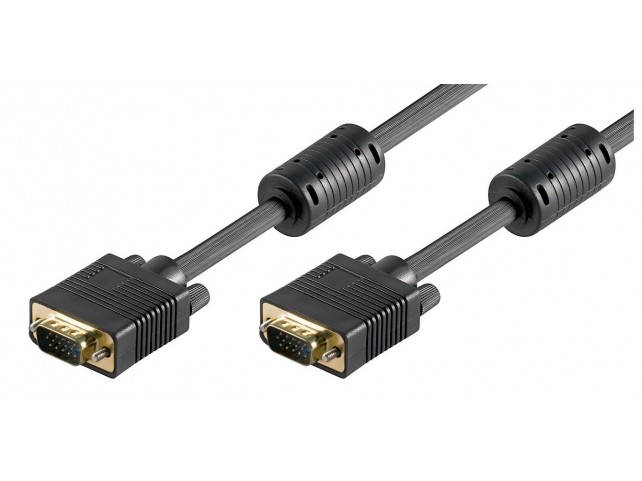MicroConnect SVGA HD15 2m M-M w.ferrit core  Double Shielded Black