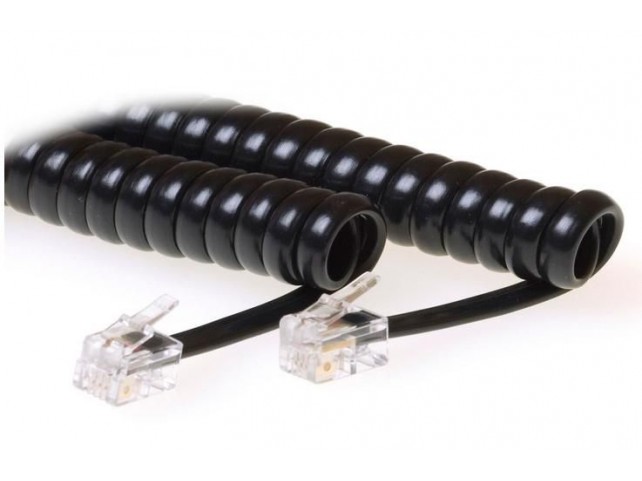 MicroConnect RJ10-RJ10 1,5M M/M Black  Coiled cable