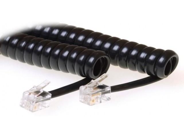MicroConnect RJ10-RJ10 4M M/M Black  Coiled cable