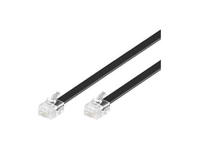 MicroConnect Modular Straight RJ12 6C/6P 6m  Black, Flat Cable