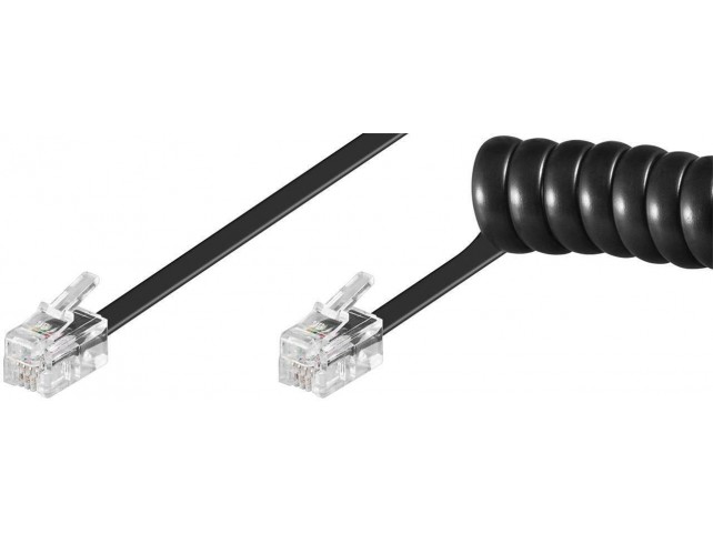 MicroConnect RJ10-RJ10 7M M/M Black  Coiled cable