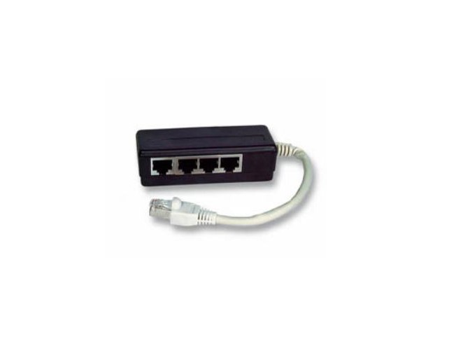 ADAPTER RJ45-4xRJ45 M/F 8P  Sheilded RJ45 Jack, 1:1 switch