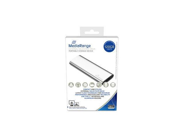 MediaRange MR1100 external solid state  drive 120 GB Silver