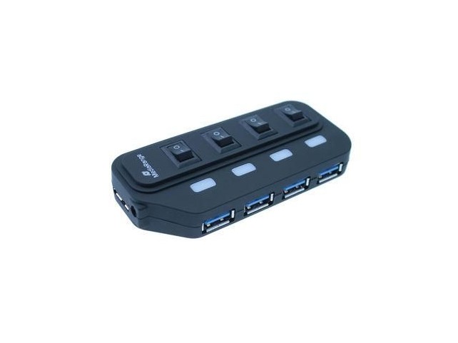 MediaRange USB-HUB 4-Port USB 3.0 extern  schwarz