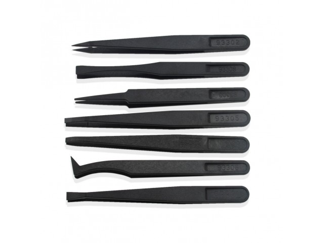 CoreParts 7 in 1 Black Plastic Tweezers  MSPP70476, Black, Flat,