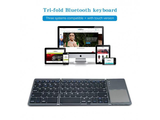 CoreParts Foldable wireless keyboard  with touch, Dark Grey