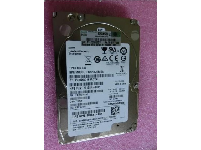 Hewlett Packard Enterprise DRV HDD 1.2TB 10K SFF  SAS RW NHP DS
