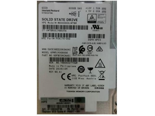 Hewlett Packard Enterprise SSD 800GB SFF SAS MU DS SC  