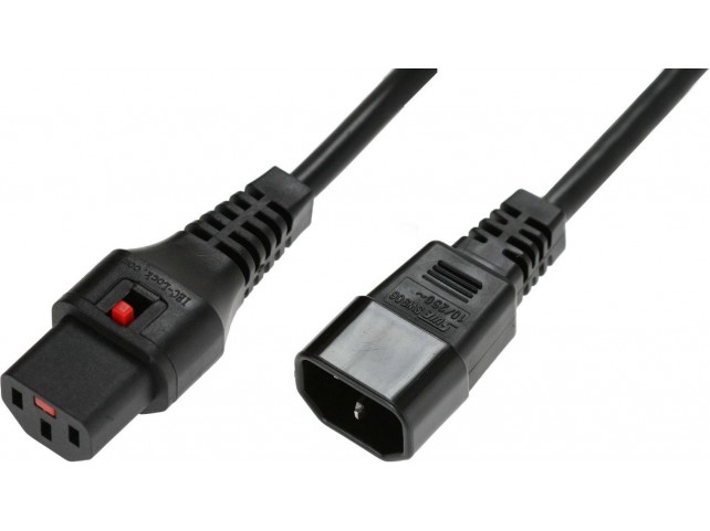MicroConnect IEC LOCK C13 to C14  1.00mm2, 2M, BLACK