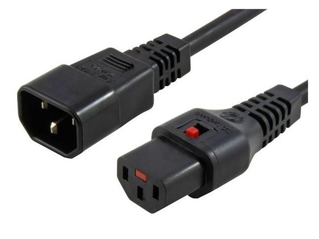 MicroConnect IEC LOCK C13 to C14  1.00mm2, 1M, BLACK