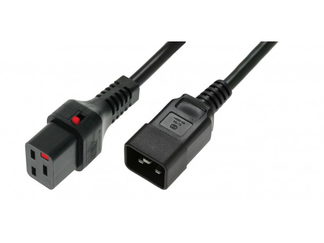 MicroConnect IEC  Male C20 to C19 IEC Lock  3 Core 1.5mm2, 1m, Black