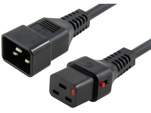 MicroConnect IEC  Male C20 to C19 IEC Lock  3 Core 1.5mm2, 2m, Black