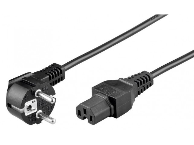 MicroConnect Power Cord CEE 7/7 - C15 2m  Angled Schuko, Black,