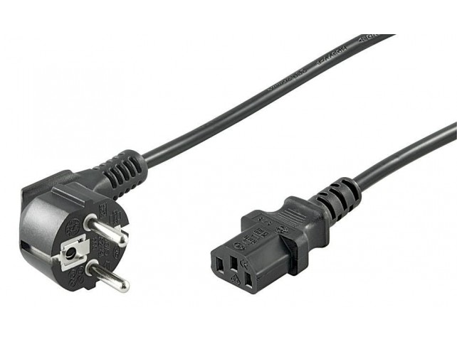 MicroConnect Power Cord 3m Black IEC320  Angled Connector Schuko, 10A