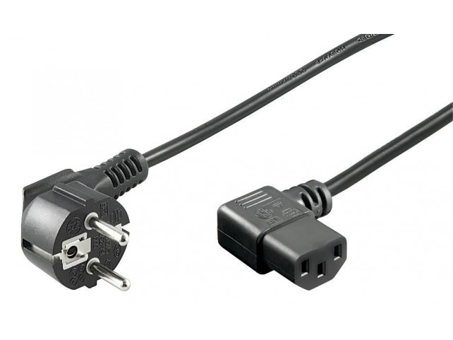 MicroConnect Power Cord CEE 7/7 - C13 3m  Angled Schuko/Angled C13 Black