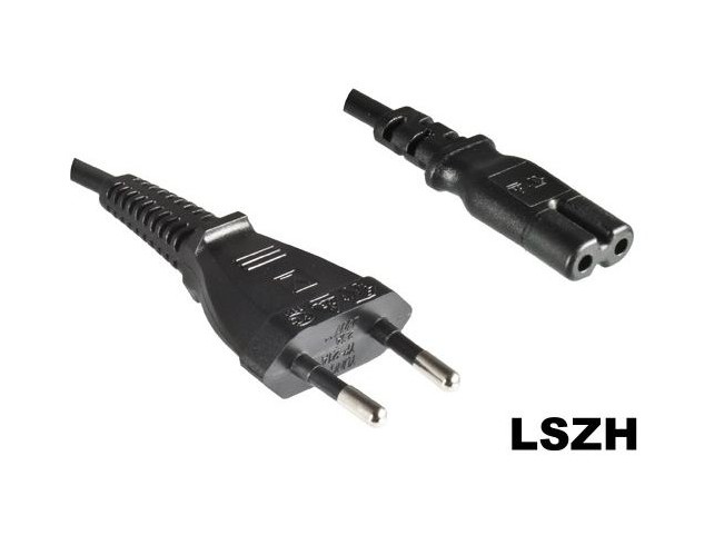 MicroConnect Power Cord Europlug - C7 1.8m  LSZH, Black, 2x 0.75mmý
