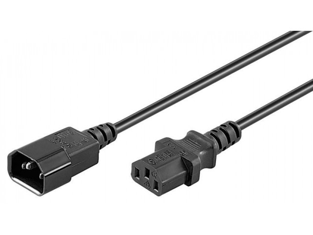 MicroConnect Power Cord C13 - C14 2m Black  Extension Cable,10A/250V