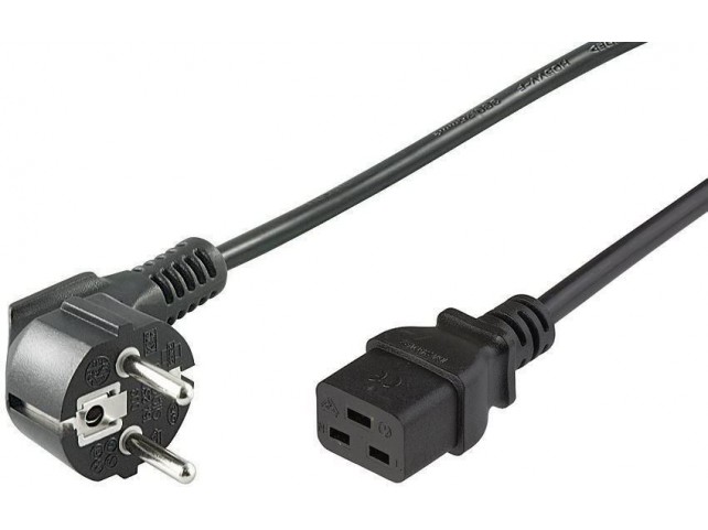 MicroConnect Power Cord CEE 7/7 - C19 3m  Angled Schuko - C19