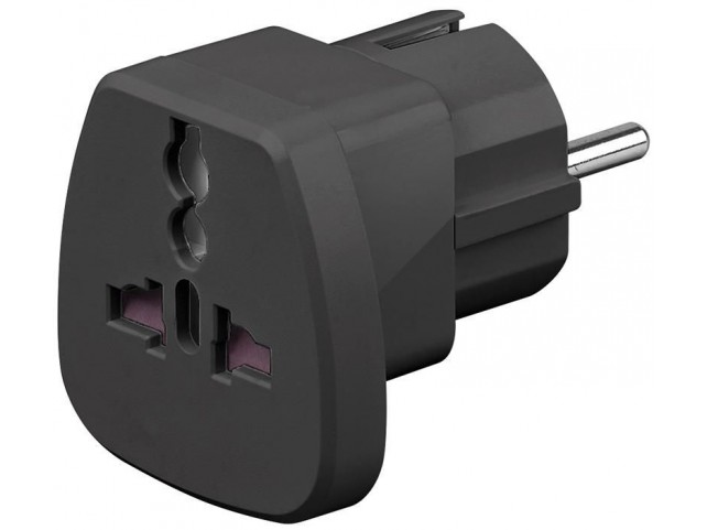 MicroConnect Universal Travel adapter black  work to UK, US, DK, CH, IT.