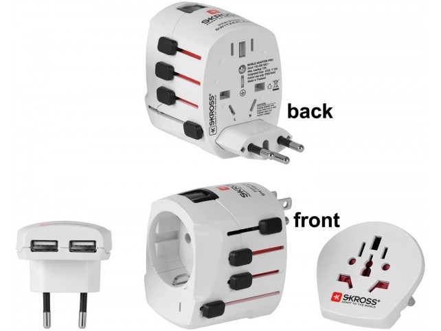 MicroConnect SKROSS World Adapter  Dual USB, 2- and 3-Pole