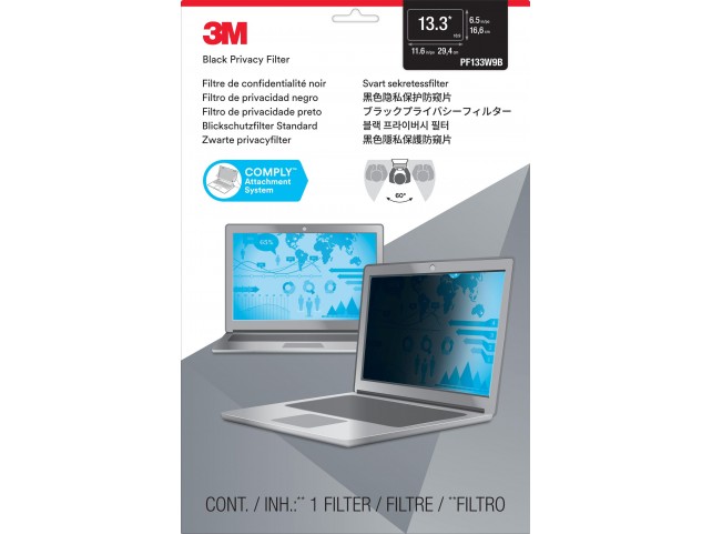 3M Privacy Filter 13.3" 16:9  COMPLY AntiGlare, Frameless,