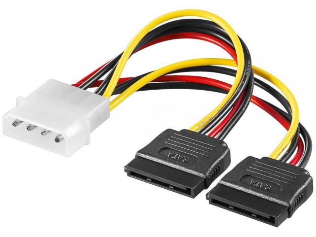 MicroConnect SATA Power 4pin-2x15pin 0,13m  500pcs/box